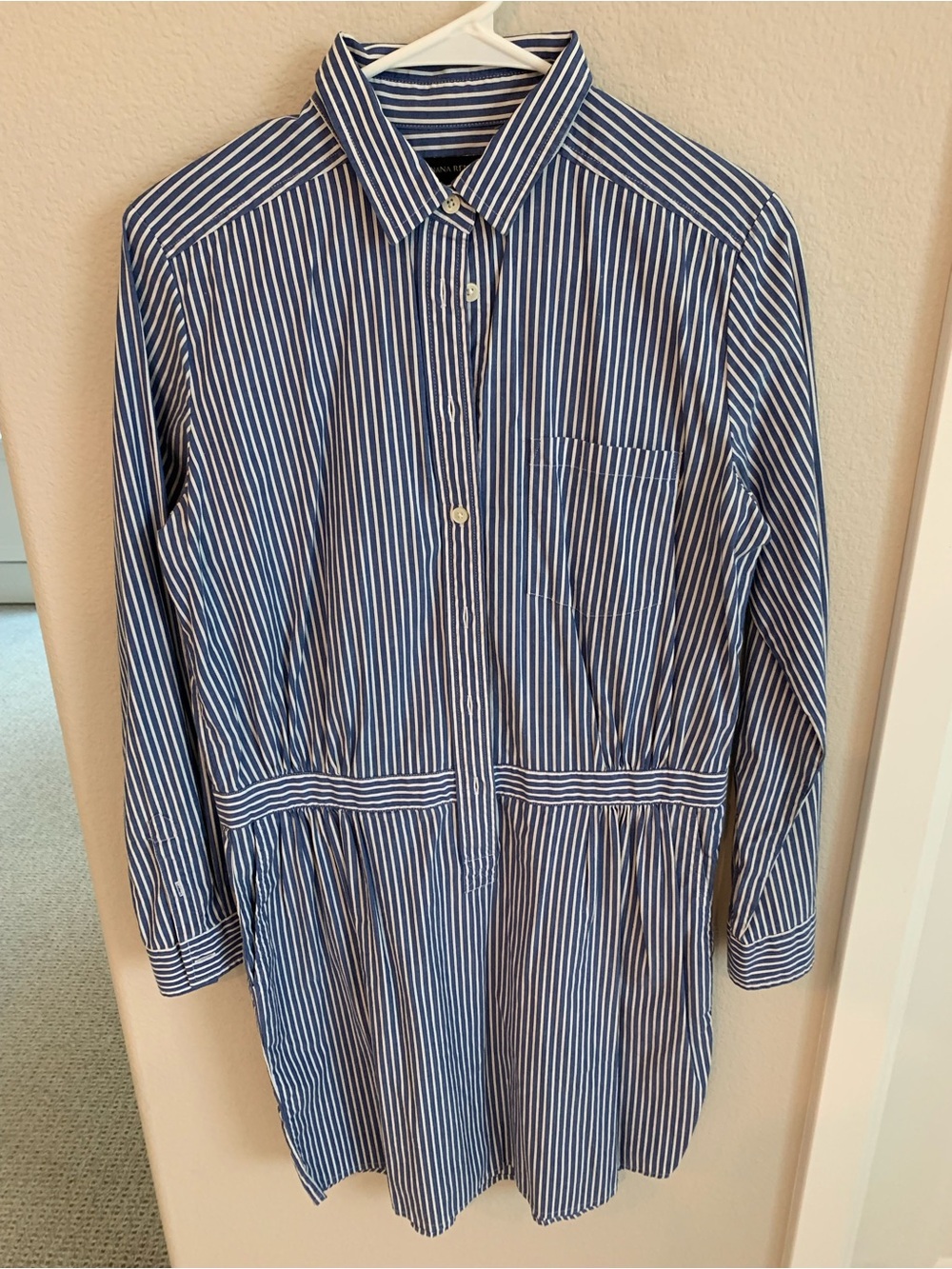 Banana Republic Shirt Dress Size 6 Office Work Striped Long Sleeves